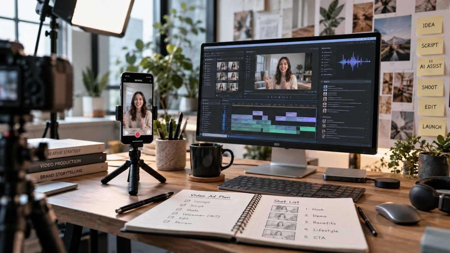 AI UGC creator-style video production with smartphone framing